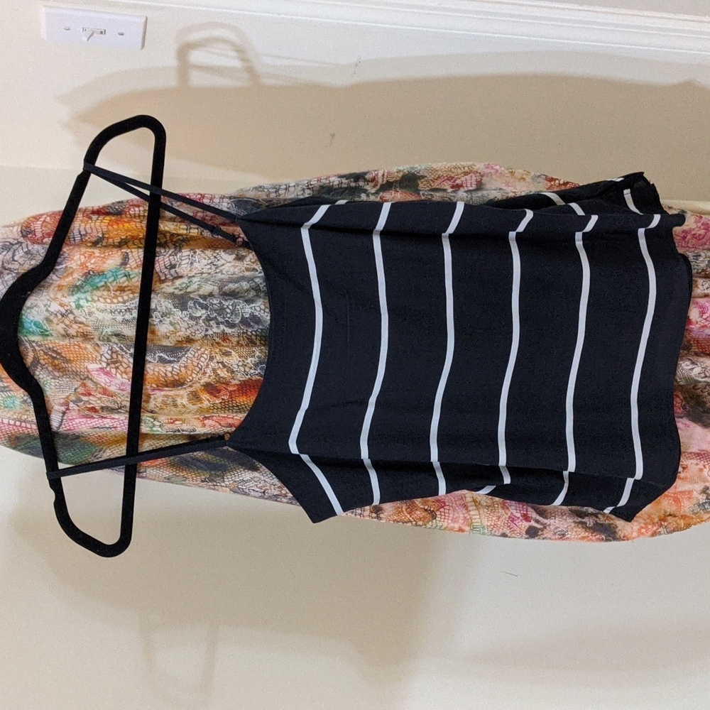 MM Couture Black & White Spaghetti Straps Blouse